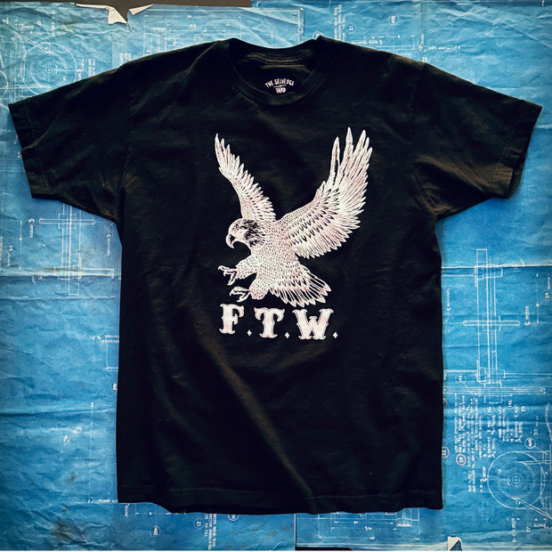 A "FTW SCREAMIN' EAGLE" TSY TEE T-SHIRT, BLACK, 100% COTTON
