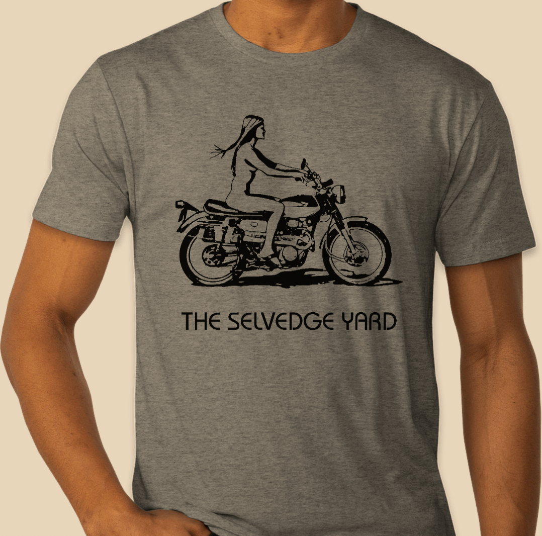 A “GIRL ON A MOTORCYCLE / VANISHING POINT" TSY TEE T-SHIRT, HEATHER GREY TRI-BLEND