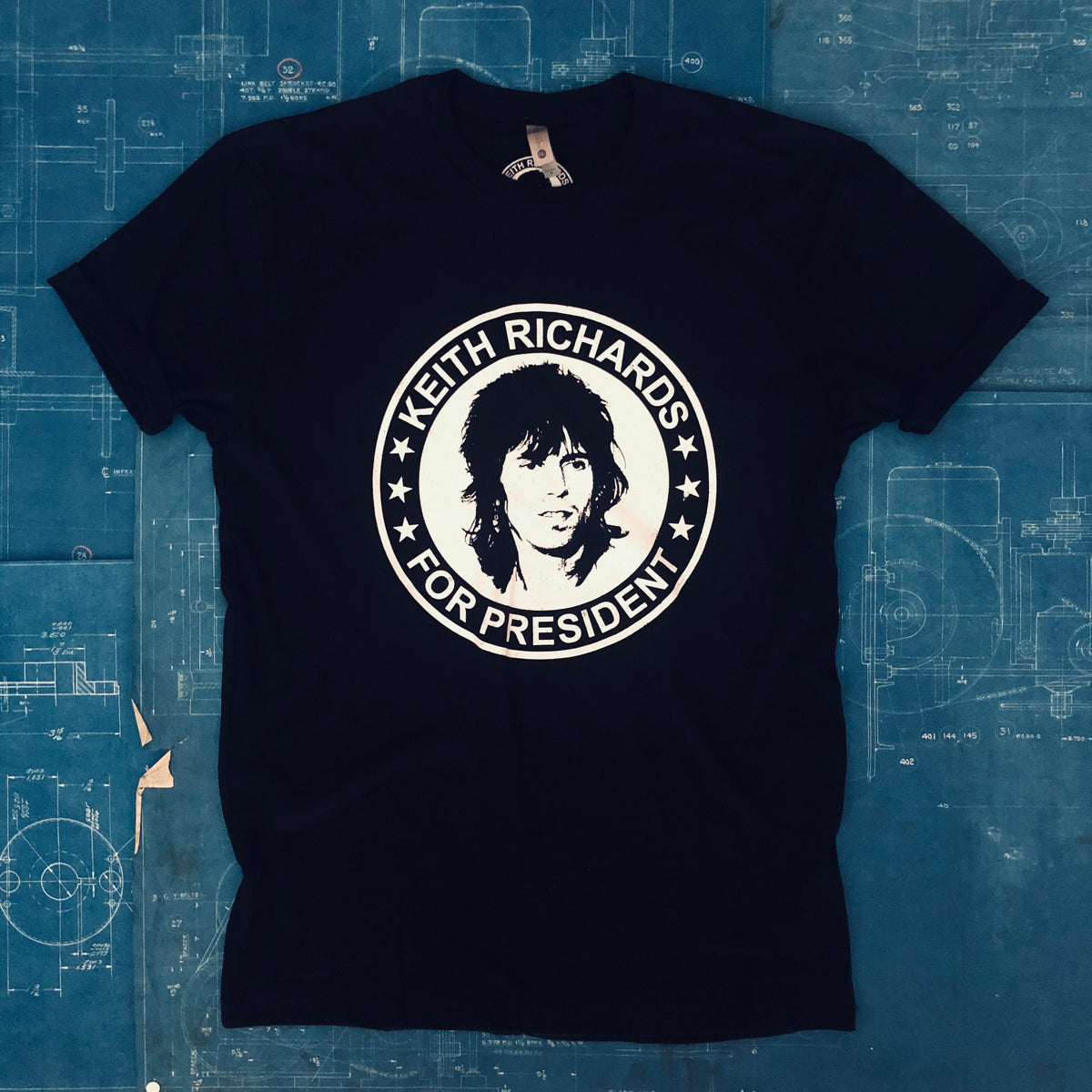 A "KEITH RICHARDS FOR PRESIDENT" TSY TEE T-SHIRT, BLACK