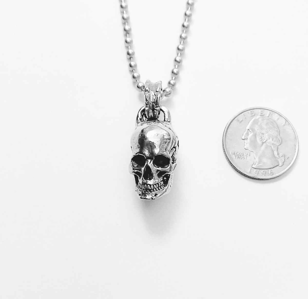 A TSY Handmade Brass (Nickel Silver finish) Skull Pendant Necklace, Jewelry, FINAL SALE!
